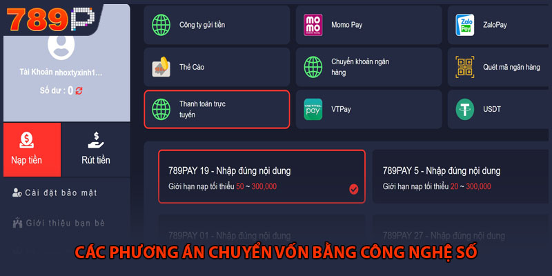 Các phương án chuyển vốn bằng công nghệ số